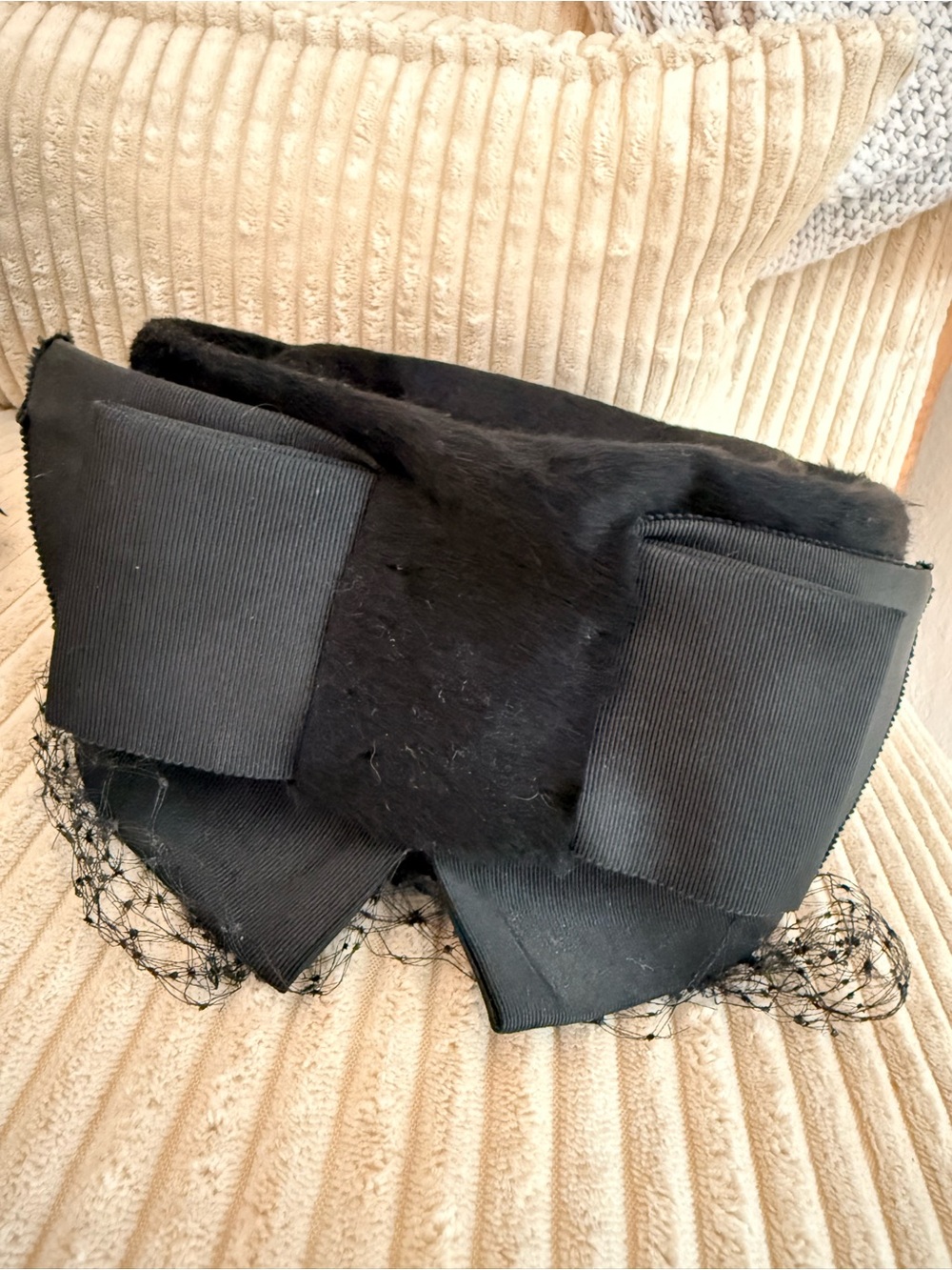 Classic Pillbox Hats - Taupe, black, feathers - Picture 7 of 13